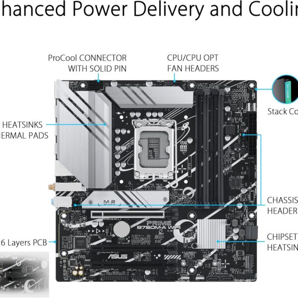 Second image of ASUS PRIME B760M-A CSM D4 WIFI – Intel 12th/13th Gen Micro-ATX