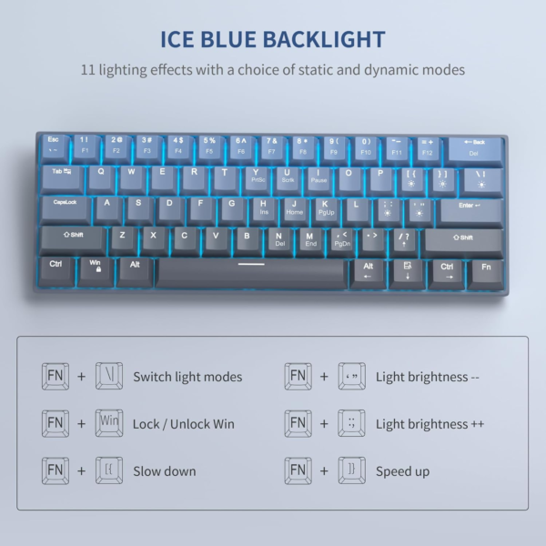 Second image of MageGee STAR61 Wired Mechanical Keyboard Gradiant Blue (61-Key 60% Layout)