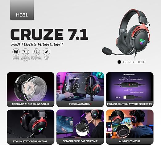 Second image of Fantech HG31 Cruze 7.1 USB Gaming Headset