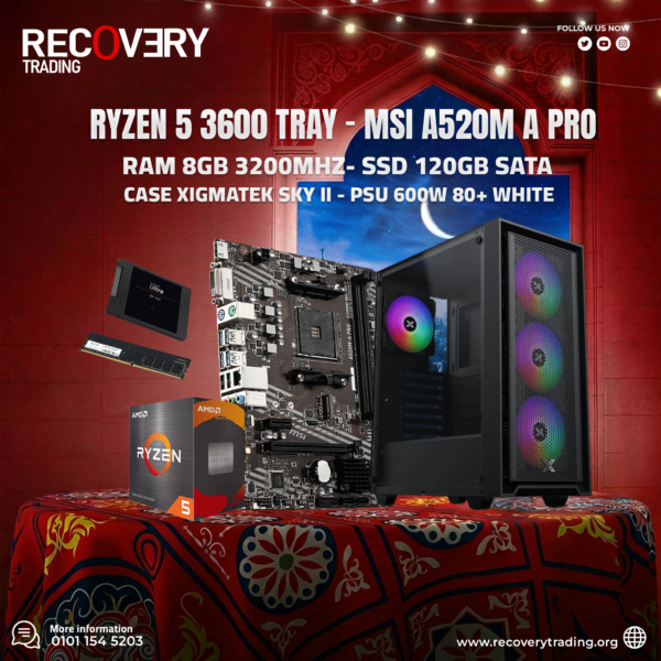 Ryzen 5 3600 - MSI A520M-A PRO - 8GB DDR4 3200 - 120GB SATA SSD - XIGMATEK SKY II - 600W PSU