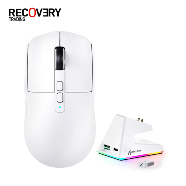 Second image of ATTACK SHARK X6 Three Modes Gaming Mouse with Charging Dock Black & White