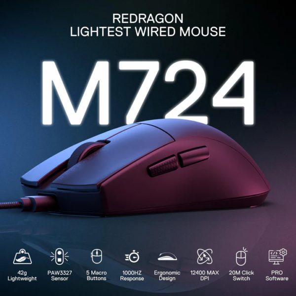 Second image of Redragon K1NG M724 (1K Hz) Gaming Mouse