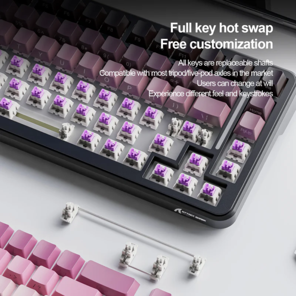 Second image of ATTACK SHARK M86 Tri-mode Gasket Mechanical Keyboard Pink