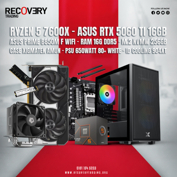 Ryzen 5 7600X + ASUS RTX 5060 Ti 16GB Gaming PC