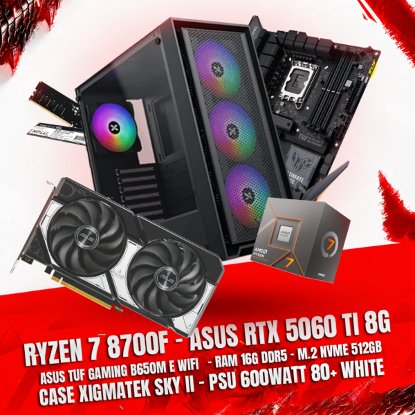 Ryzen 7 8700F + ASUS RTX 5060 Ti 8GB Gaming PC