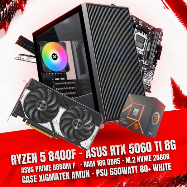 Ryzen 5 8400F + ASUS RTX 5060 Ti 8GB Gaming PC
