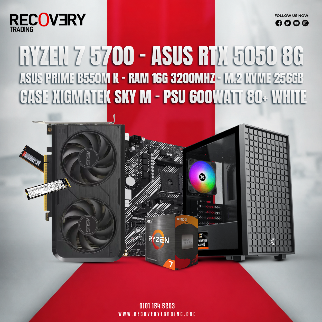 AMD Ryzen 7 5700 + ASUS GeForce RTX 5050 8GB Gaming PC