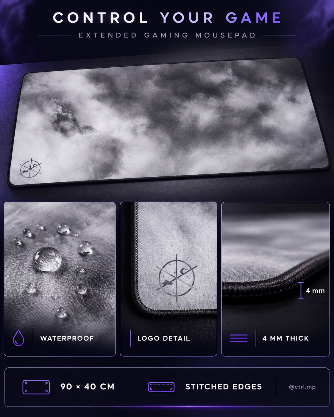 CTRL Mousepad Stormy 90x40cm - Image 6