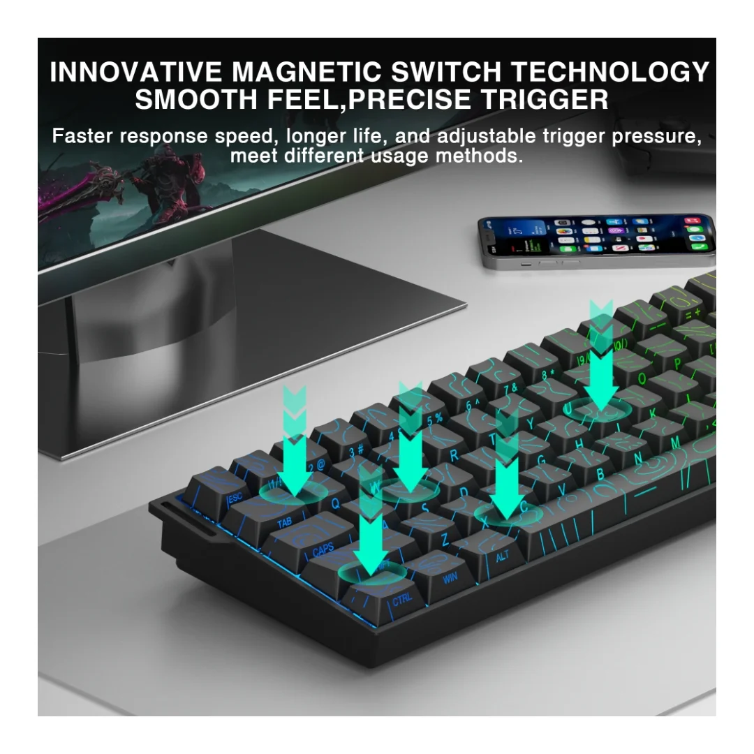 AULA MINI 60 HE MAX Tri-Mode Magnetic Gaming Keyboard – Black Contour - Image 3