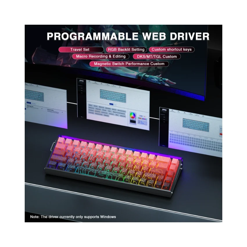 AULA HERO 68 HE Wired Magnetic Gaming Keyboard – Black & Red - Image 4