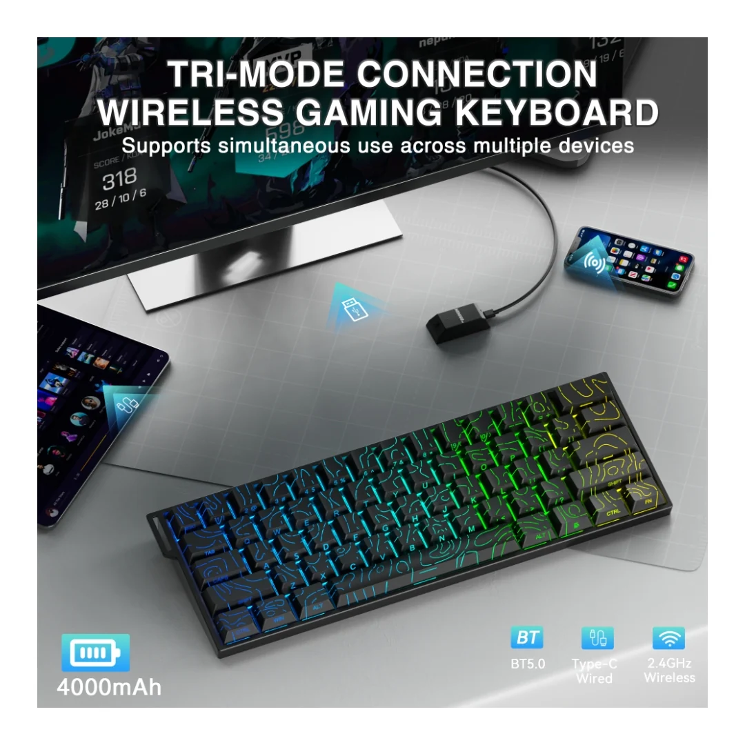 AULA MINI 60 HE MAX Tri-Mode Magnetic Gaming Keyboard – Black Contour - Image 5