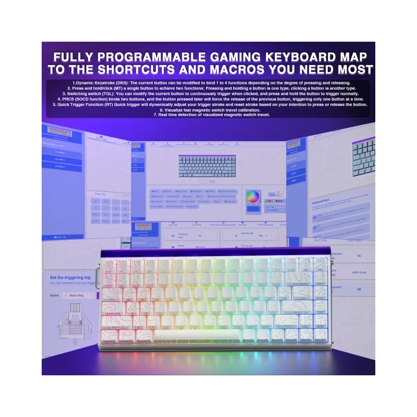 AULA HERO 84 HE Wired Magnetic Gaming Keyboard – White Contour - Image 5