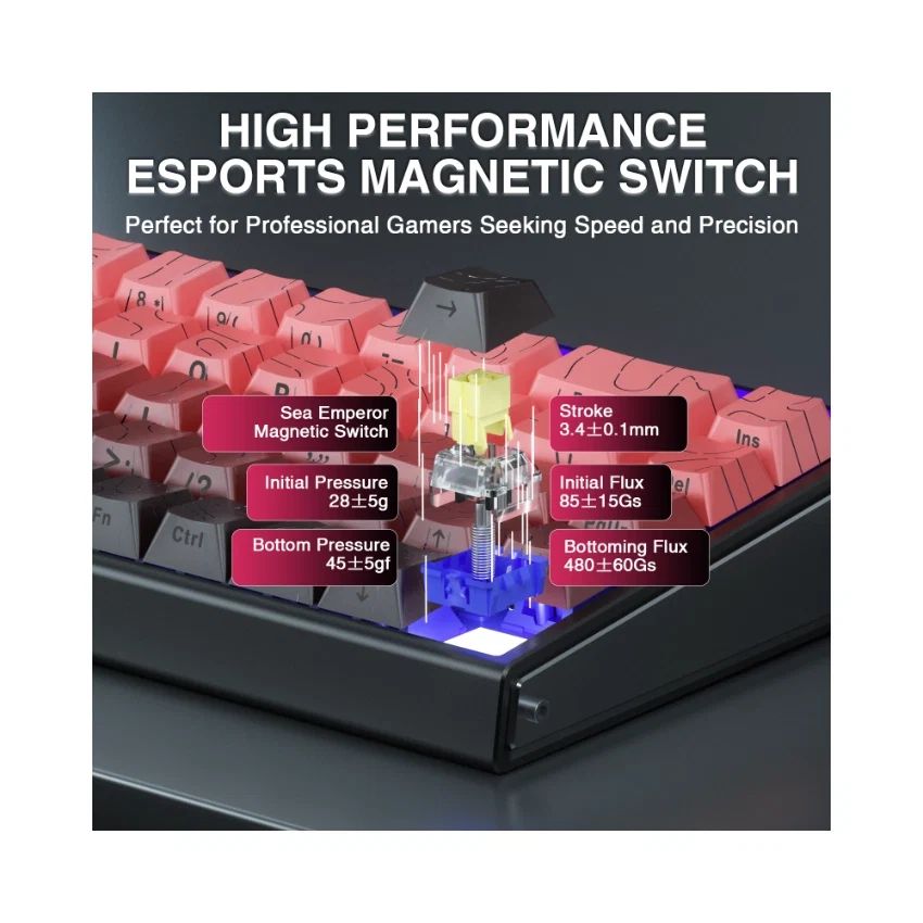 AULA HERO 68 HE Wired Magnetic Gaming Keyboard – Black & Red - Image 3