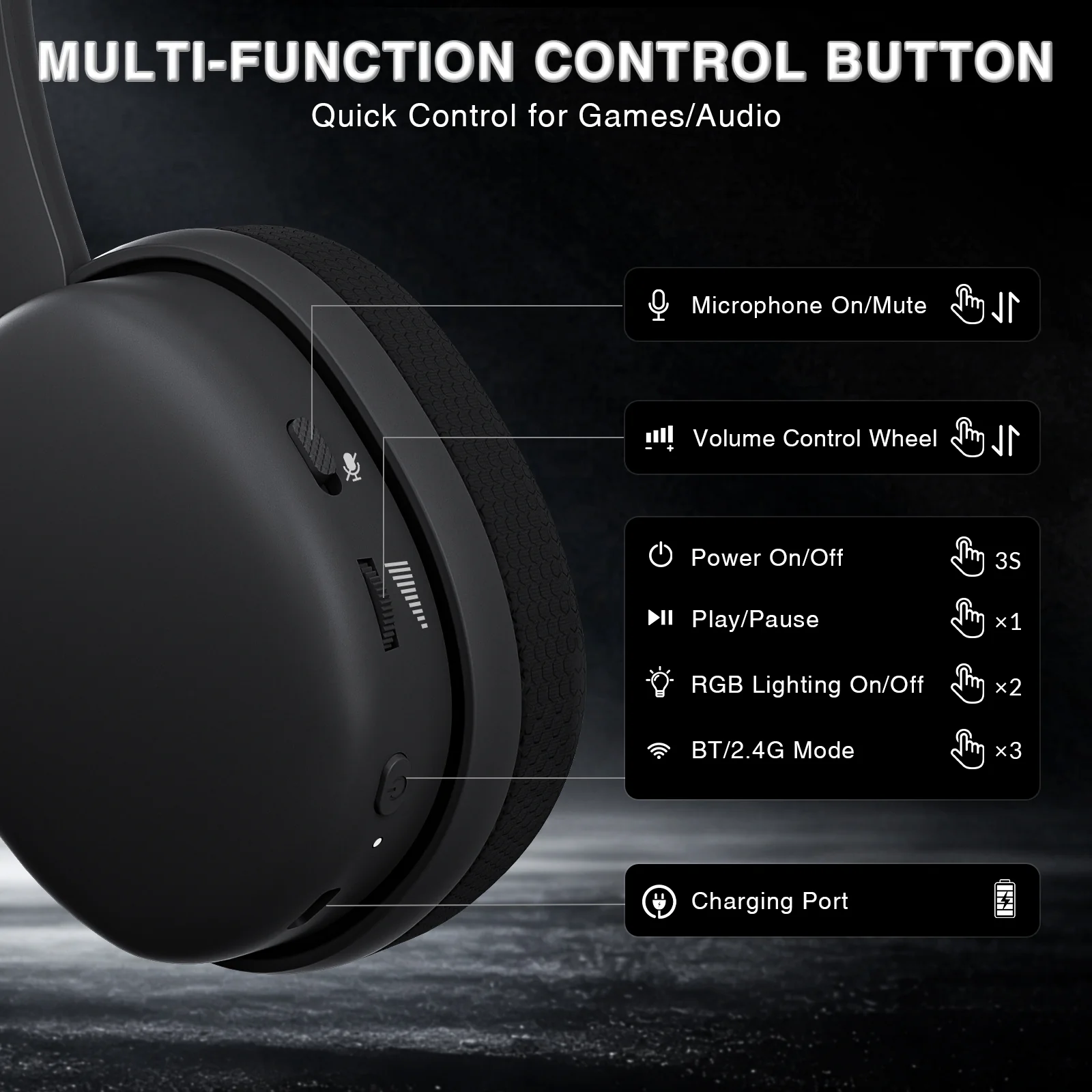 AULA G7 Pro 7.1 Surround RGB Gaming Headset – Black - Image 6