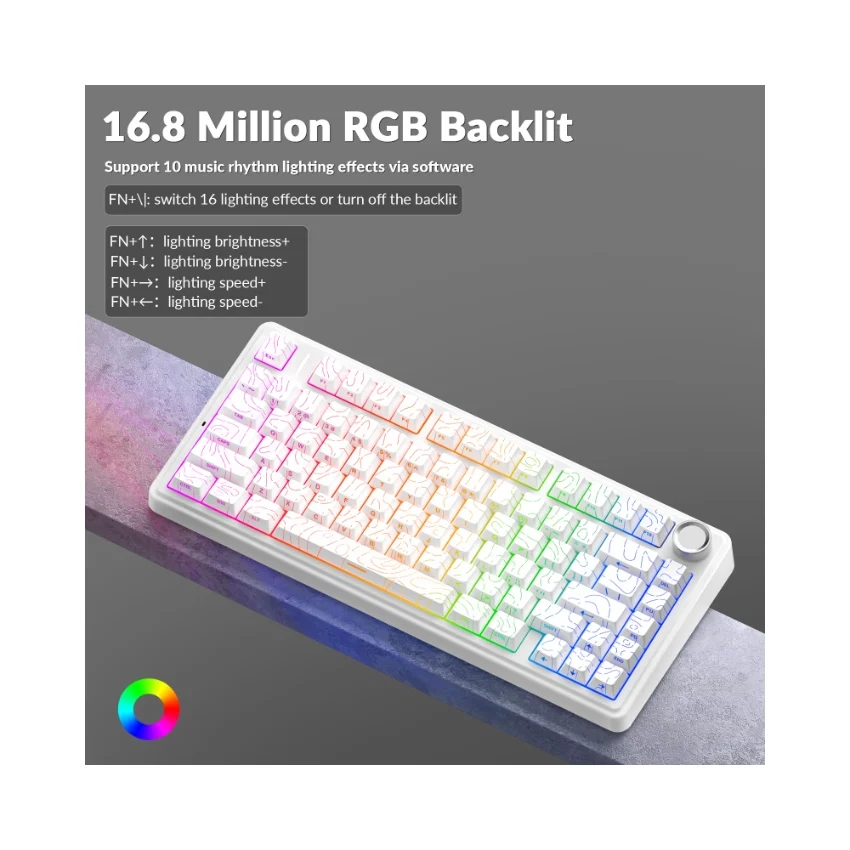 AULA F75 Wireless Mechanical Gaming Keyboard – White Contour - Image 3